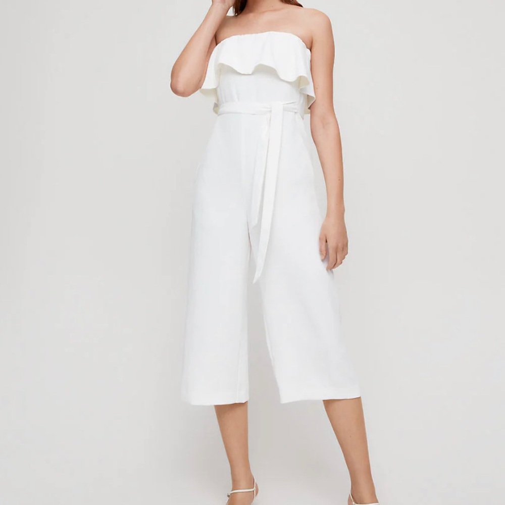 ARITZIA BABATON FLUTTER JUMPSUIT WHITE XS